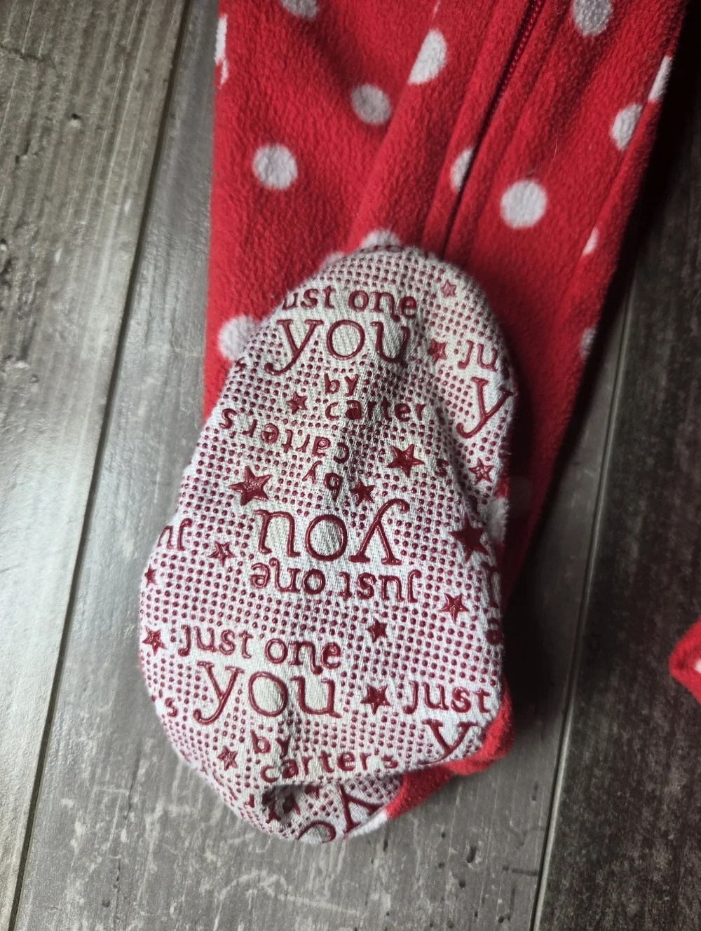 Carter's Red and White Polka Dot Santa Fleece Footie Footed Pajamas PJS Size 2T